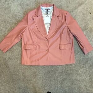Jakke Frankie Faux Leather Oversized Blazer Peach Pink Sz S NWT pleather vegan